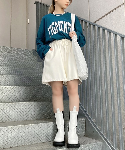 Figments(フィグメンツ)の「カレッジロゴロンT(Tシャツ/カットソー・レディース・サックスブルー/カーキ/スミクロ/ダークグリーン/ブラック/ブルー系その他・FREE)」の8枚目の写真