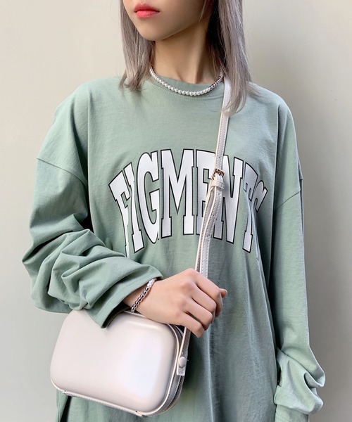 Figments(フィグメンツ)の「カレッジロゴロンT(Tシャツ/カットソー・レディース・サックスブルー/カーキ/スミクロ/ダークグリーン/ブラック/ブルー系その他・FREE)」の20枚目の写真