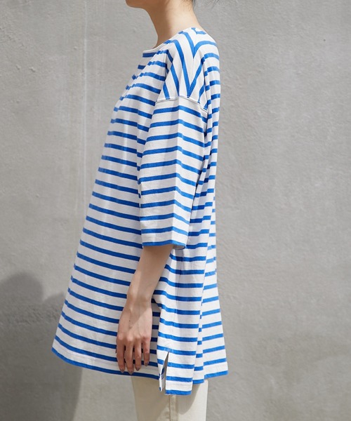 CIAOPANIC TYPY（チャオパニックティピー）の「【ZOZOTOWN限定】バスクボーダーオーバーハーフスリーブTee（Tシャツ/カットソー・レディース・ホワイト/グリーン/ブルー/ホワイト系その他/オレンジ・ONE SIZE）」の9枚目の写真