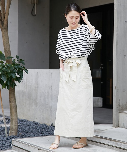 CIAOPANIC TYPY（チャオパニックティピー）の「【ZOZOTOWN限定】バスクボーダーオーバーハーフスリーブTee（Tシャツ/カットソー・レディース・ホワイト/グリーン/ブルー/ホワイト系その他/オレンジ・ONE SIZE）」の18枚目の写真