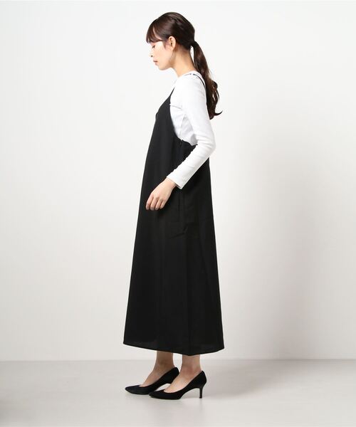 Te chichi TERRASSE（テチチテラス）の「麻調キャミワンピース（ワンピース・レディース・ブラック/オフホワイト/グレー・ﾌﾘ-）」の4枚目の写真