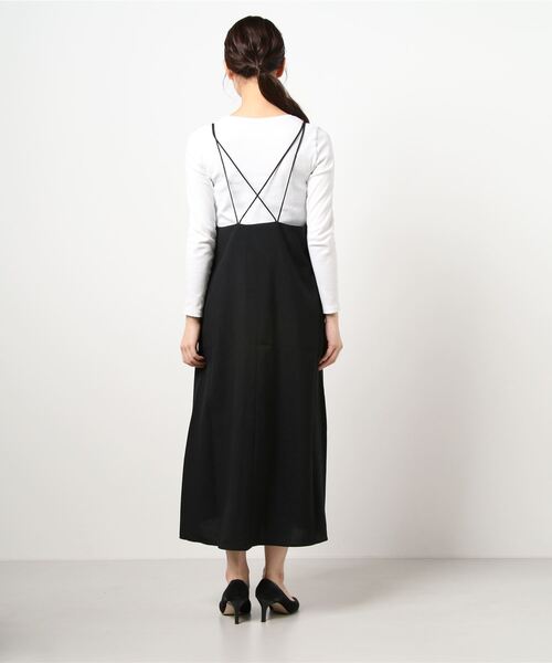 Te chichi TERRASSE（テチチテラス）の「麻調キャミワンピース（ワンピース・レディース・ブラック/オフホワイト/グレー・ﾌﾘ-）」の5枚目の写真