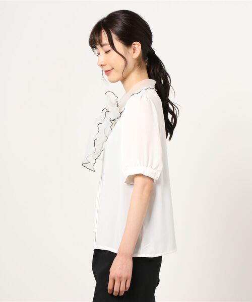 Rmine（アールマイン）の「配色リボンシアーブラウス（シャツ/ブラウス・レディース・アイボリー/ピンク・FREE）」の7枚目の写真