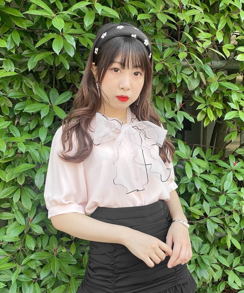 Rmine（アールマイン）の「配色リボンシアーブラウス（シャツ/ブラウス・レディース・アイボリー/ピンク・FREE）」の10枚目の写真