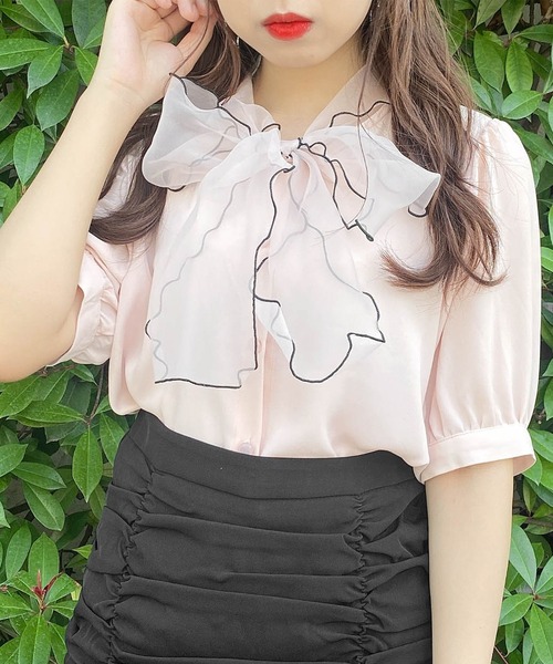 Rmine（アールマイン）の「配色リボンシアーブラウス（シャツ/ブラウス・レディース・アイボリー/ピンク・FREE）」の11枚目の写真