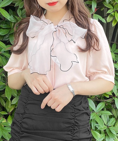 Rmine（アールマイン）の「配色リボンシアーブラウス（シャツ/ブラウス・レディース・アイボリー/ピンク・FREE）」の12枚目の写真