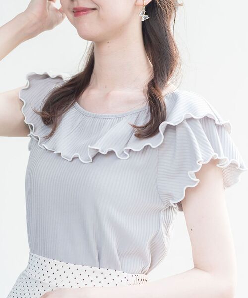 MAJESTIC LEGON（マジェスティックレゴン）の「パイピングレディトップス（Tシャツ/カットソー・レディース・ライトグレー/ブラック/アイボリー・SMALL/MEDIUM）」の3枚目の写真