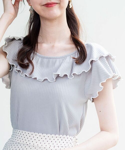 MAJESTIC LEGON（マジェスティックレゴン）の「パイピングレディトップス（Tシャツ/カットソー・レディース・ライトグレー/ブラック/アイボリー・SMALL/MEDIUM）」の14枚目の写真