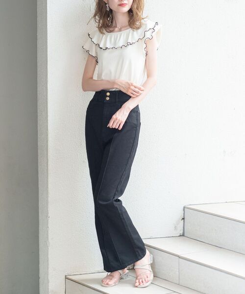 MAJESTIC LEGON（マジェスティックレゴン）の「パイピングレディトップス（Tシャツ/カットソー・レディース・ライトグレー/ブラック/アイボリー・SMALL/MEDIUM）」の22枚目の写真