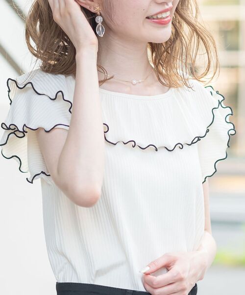 MAJESTIC LEGON（マジェスティックレゴン）の「パイピングレディトップス（Tシャツ/カットソー・レディース・ライトグレー/ブラック/アイボリー・SMALL/MEDIUM）」の11枚目の写真