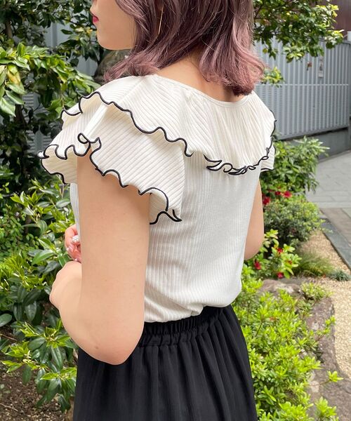 MAJESTIC LEGON（マジェスティックレゴン）の「パイピングレディトップス（Tシャツ/カットソー・レディース・ライトグレー/ブラック/アイボリー・SMALL/MEDIUM）」の12枚目の写真