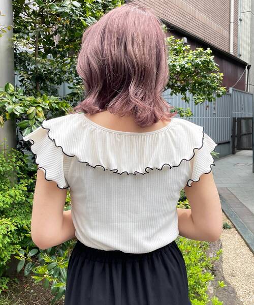 MAJESTIC LEGON（マジェスティックレゴン）の「パイピングレディトップス（Tシャツ/カットソー・レディース・ライトグレー/ブラック/アイボリー・SMALL/MEDIUM）」の8枚目の写真