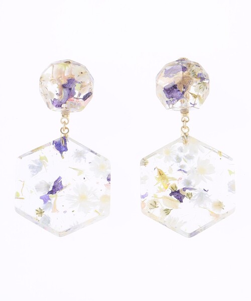ANEVER（アンエバー）の「FLOWER HEXAGON PLATE イヤリング（イヤリング・レディース・ホワイト系・F）」の4枚目の写真