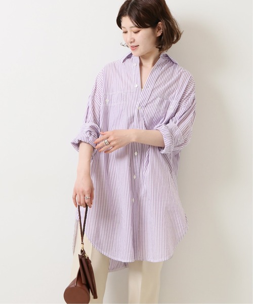 Spick & Span（スピックアンドスパン）の「ボイルストライプロングルーズシャツ◆（シャツ/ブラウス・レディース・ブラウン/ラベンダー/ブルー系その他・FREE）」の12枚目の写真