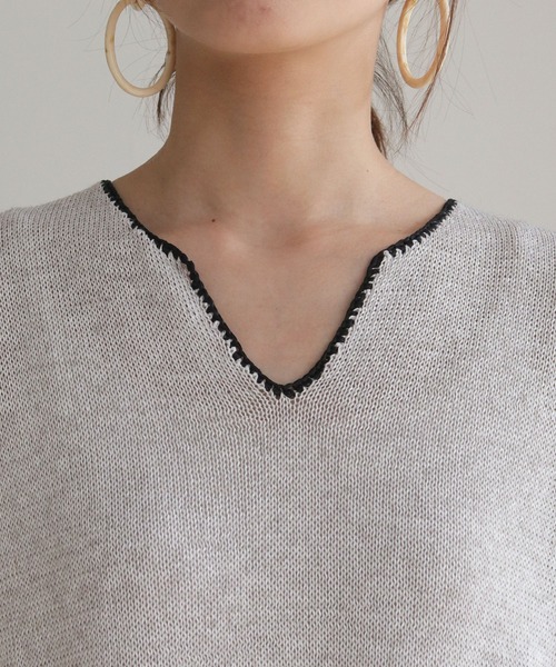 vingtrois（バントロア）の「【Vingtrois】リネンブレンドテープヤーン配色フリンジチュニックカフタンワンピース（ワンピース・レディース・ライトグレー/ベージュ・M）」の15枚目の写真