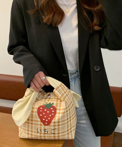 aimoha（アイモハ）の「かわいいウサギ耳弁当バッグ（エコバッグ/サブバッグ・レディース・ホワイト/ブラック/ピンク/イエロー/ブルー・FREE）」の15枚目の写真