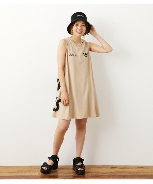 RODEO CROWNS WIDE BOWL（ロデオクラウンズワイドボウル）の「ビッグロゴタンクワンピース（ワンピース・レディース・ホワイト/ブラック/ベージュ・FREE）」の20枚目の写真