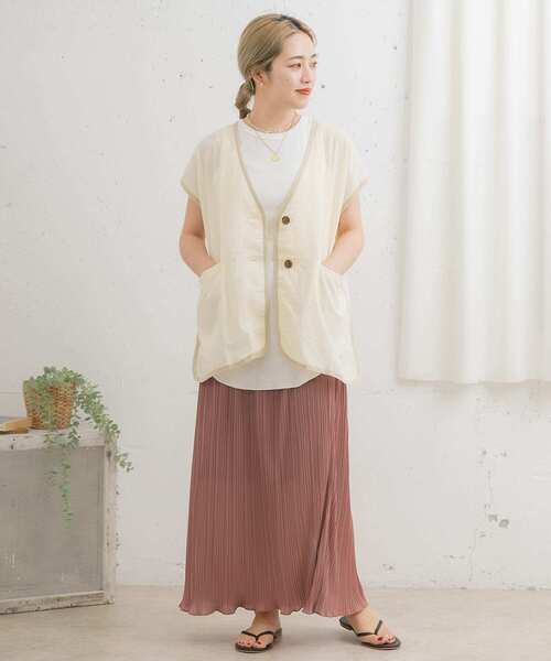 ITEMS URBANRESEARCH（アイテムズ アーバンリサーチ）の「プリーツタイトスカート（スカート・レディース・ピンクベージュ/ブラック/ベージュ・FREE）」の7枚目の写真