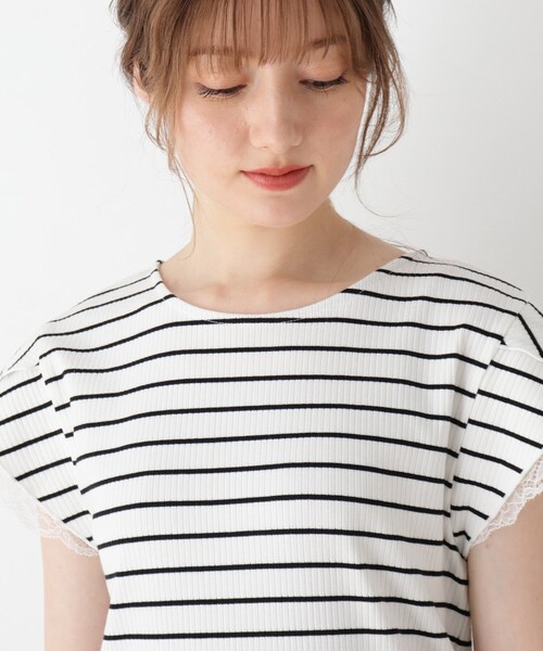 DRESKIP（ドレスキップ）の「◆重ねレ－ス袖Tシャツ（Tシャツ/カットソー・レディース・ブラック/ライトパープル/ベージュ系その他6/ブラック系2・02/03/04）」の8枚目の写真