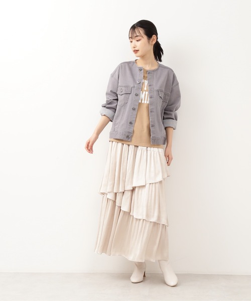 NATURAL BEAUTY BASIC（ナチュラルビューティーベーシック）の「ノーカラーＧジャン/0171255881（デニムジャケット・レディース・グレー・SMALL/MEDIUM）」の4枚目の写真