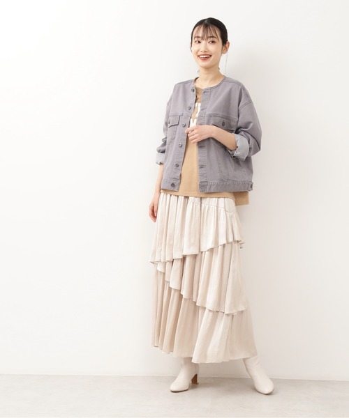 NATURAL BEAUTY BASIC（ナチュラルビューティーベーシック）の「ノーカラーＧジャン/0171255881（デニムジャケット・レディース・グレー・SMALL/MEDIUM）」の10枚目の写真