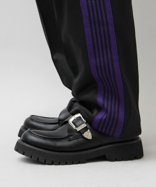 glabella（グラベラ）の「厚底 タンクソール アンティークバックル モンクストラップシューズ / フェイクレザー スリッポン（ドレスシューズ・メンズ・ブラック・S/M/L）」の15枚目の写真