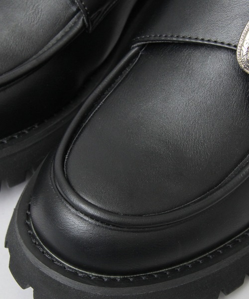 glabella（グラベラ）の「厚底 タンクソール アンティークバックル モンクストラップシューズ / フェイクレザー スリッポン（ドレスシューズ・メンズ・ブラック・S/M/L）」の3枚目の写真