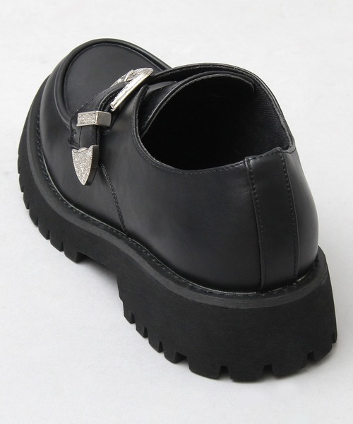 glabella（グラベラ）の「厚底 タンクソール アンティークバックル モンクストラップシューズ / フェイクレザー スリッポン（ドレスシューズ・メンズ・ブラック・S/M/L）」の14枚目の写真