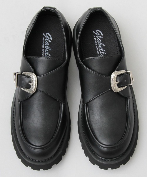 glabella（グラベラ）の「厚底 タンクソール アンティークバックル モンクストラップシューズ / フェイクレザー スリッポン（ドレスシューズ・メンズ・ブラック・S/M/L）」の12枚目の写真