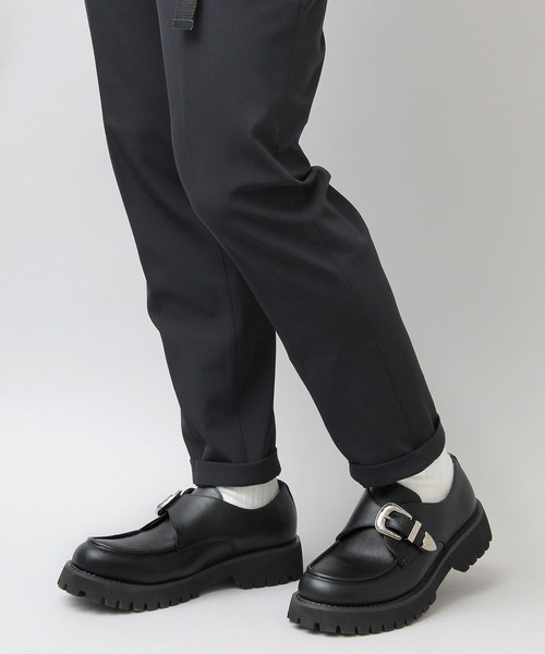 glabella（グラベラ）の「厚底 タンクソール アンティークバックル モンクストラップシューズ / フェイクレザー スリッポン（ドレスシューズ・メンズ・ブラック・S/M/L）」の4枚目の写真