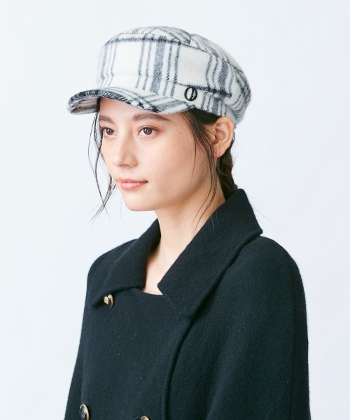 Chapeau d' O（シャポードオー）の「Chapeau d' O Shaggy Check Marine Cas（キャスケット・レディース・ホワイト系/グリーン/ブルー・M/57.5cm）」の17枚目の写真
