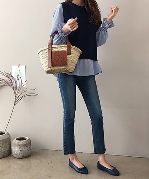 AMELY（エミリー）の「ニットベストツーピーストップス（ベスト・レディース・ブラック/グレー/ブルー・フリー）」の18枚目の写真