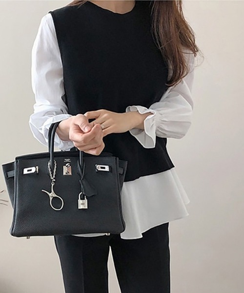 AMELY（エミリー）の「ニットベストツーピーストップス（ベスト・レディース・ブラック/グレー/ブルー・フリー）」の15枚目の写真