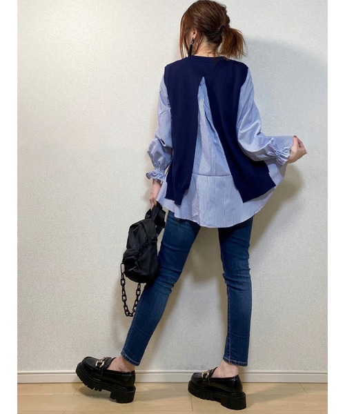 AMELY（エミリー）の「ニットベストツーピーストップス（ベスト・レディース・ブラック/グレー/ブルー・フリー）」の21枚目の写真