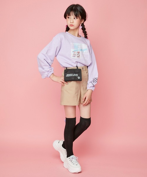 JENNI love（ジェニィラブ）の「ベロアリボンケーブルハイソックス（ソックス/靴下・キッズ・ブラック/グレー/ベージュ・22-24cm/19-21cm）」の6枚目の写真