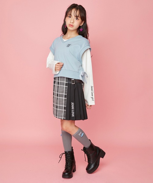 JENNI love（ジェニィラブ）の「ベロアリボンケーブルハイソックス（ソックス/靴下・キッズ・ブラック/グレー/ベージュ・22-24cm/19-21cm）」の8枚目の写真