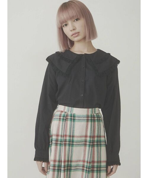 merry jenny(メリージェニー)の「スカラップダブルレースブラウス(シャツ/ブラウス・レディース・ブラック/ベージュ/オフホワイト・FREE)」の6枚目の写真