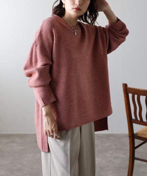 Bonjour Sagan（ボンジュールサガン）の「サイドスリットニット（ニット/セーター・レディース・グレー/アイボリー/ベージュ/ピンク系その他・FREE）」の4枚目の写真