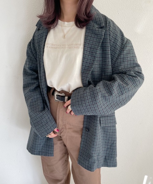 nemne store（ネンネストア）の「サイクリングをするシングルオーバージャケット（テーラードジャケット・レディース・ダークブラウン/ベージュ/グレー・SMALL/MEDIUM）」の4枚目の写真