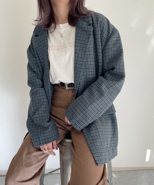 nemne store（ネンネストア）の「サイクリングをするシングルオーバージャケット（テーラードジャケット・レディース・ダークブラウン/ベージュ/グレー・SMALL/MEDIUM）」の19枚目の写真