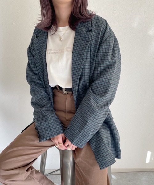 nemne store（ネンネストア）の「サイクリングをするシングルオーバージャケット（テーラードジャケット・レディース・ダークブラウン/ベージュ/グレー・SMALL/MEDIUM）」の15枚目の写真