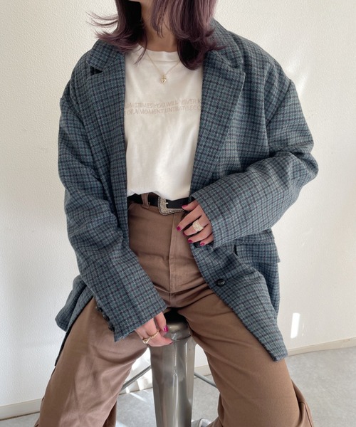 nemne store（ネンネストア）の「サイクリングをするシングルオーバージャケット（テーラードジャケット・レディース・ダークブラウン/ベージュ/グレー・SMALL/MEDIUM）」の5枚目の写真