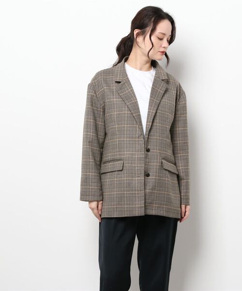 nemne store（ネンネストア）の「サイクリングをするシングルオーバージャケット（テーラードジャケット・レディース・ダークブラウン/ベージュ/グレー・SMALL/MEDIUM）」の8枚目の写真