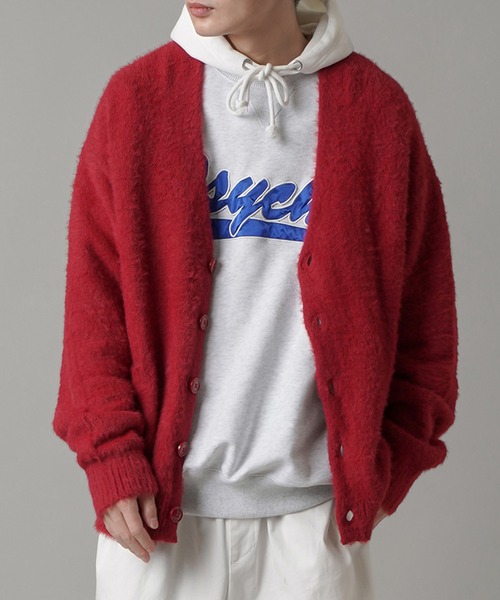 SPINNS（スピンズ）の「【ゆったりシルエット】ドロップショルダーシャギーニット ルーズカーディガン（カーディガン/ボレロ・メンズ・ブラック/イエロー/ダークグリーン/チャコール/レッド/ロイヤルブルー/サックスブルー/グリーン/ブラウン・ONESIZE）」の9枚目の写真