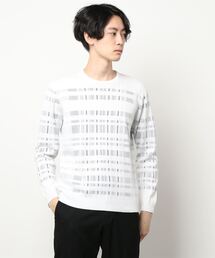 NICOLE CLUB FOR MEN | チェック風転換裏ボーダーニット(ニット/セーター)