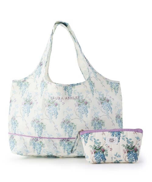 LAURA ASHLEY(ローラアシュレイ)の「ウィステリア柄 マーケットトート(エコバッグ/サブバッグ・レディース・ライトパープル/ワイン系・00)」の14枚目の写真