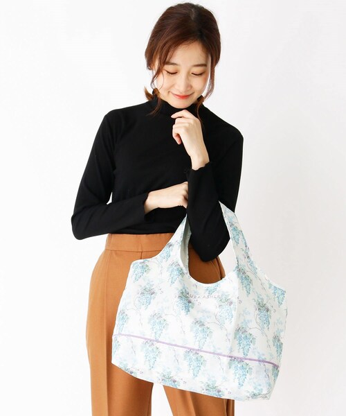 LAURA ASHLEY(ローラアシュレイ)の「ウィステリア柄 マーケットトート(エコバッグ/サブバッグ・レディース・ライトパープル/ワイン系・00)」の12枚目の写真