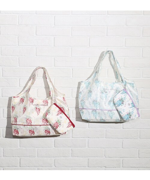 LAURA ASHLEY(ローラアシュレイ)の「ウィステリア柄 マーケットトート(エコバッグ/サブバッグ・レディース・ライトパープル/ワイン系・00)」の4枚目の写真