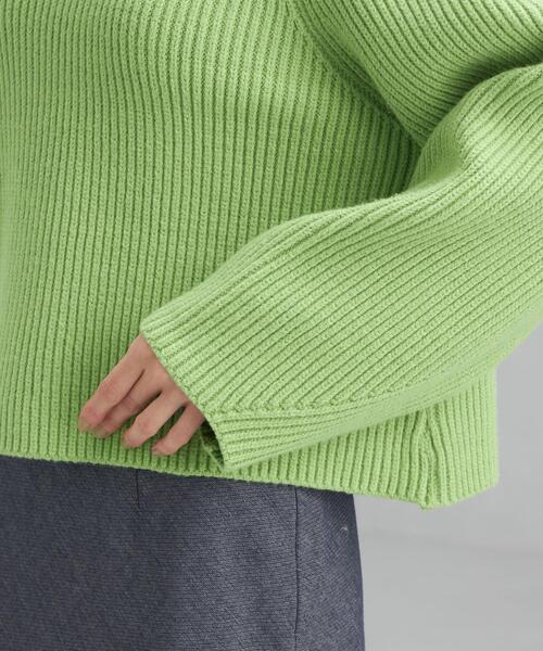 green label relaxing（グリーンレーベルリラクシング）の「フォルム スリーブ クロップド プルオーバー ニット ボーダー（ニット/セーター・レディース・ネイビー/オフホワイト/ライム/その他1・FREE）」の7枚目の写真