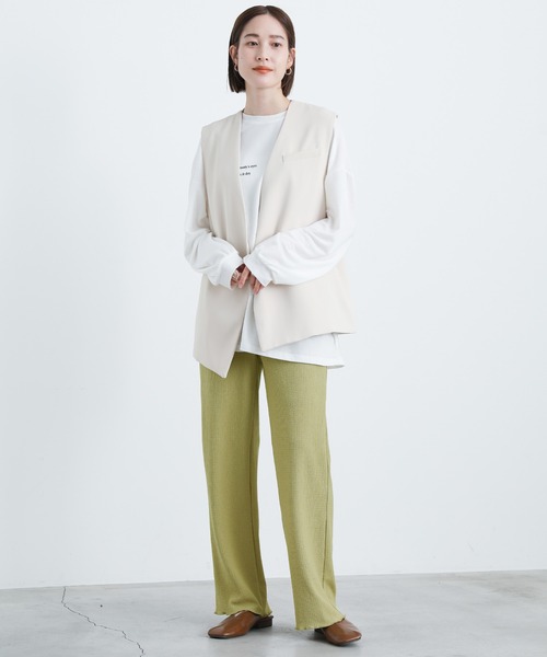 select MOCA（セレクトモカ）の「ジャガードカラーワイドパンツ（その他パンツ・レディース・ブラック/ピンク/オレンジ/ブルー/ライトグリーン・FREE）」の6枚目の写真